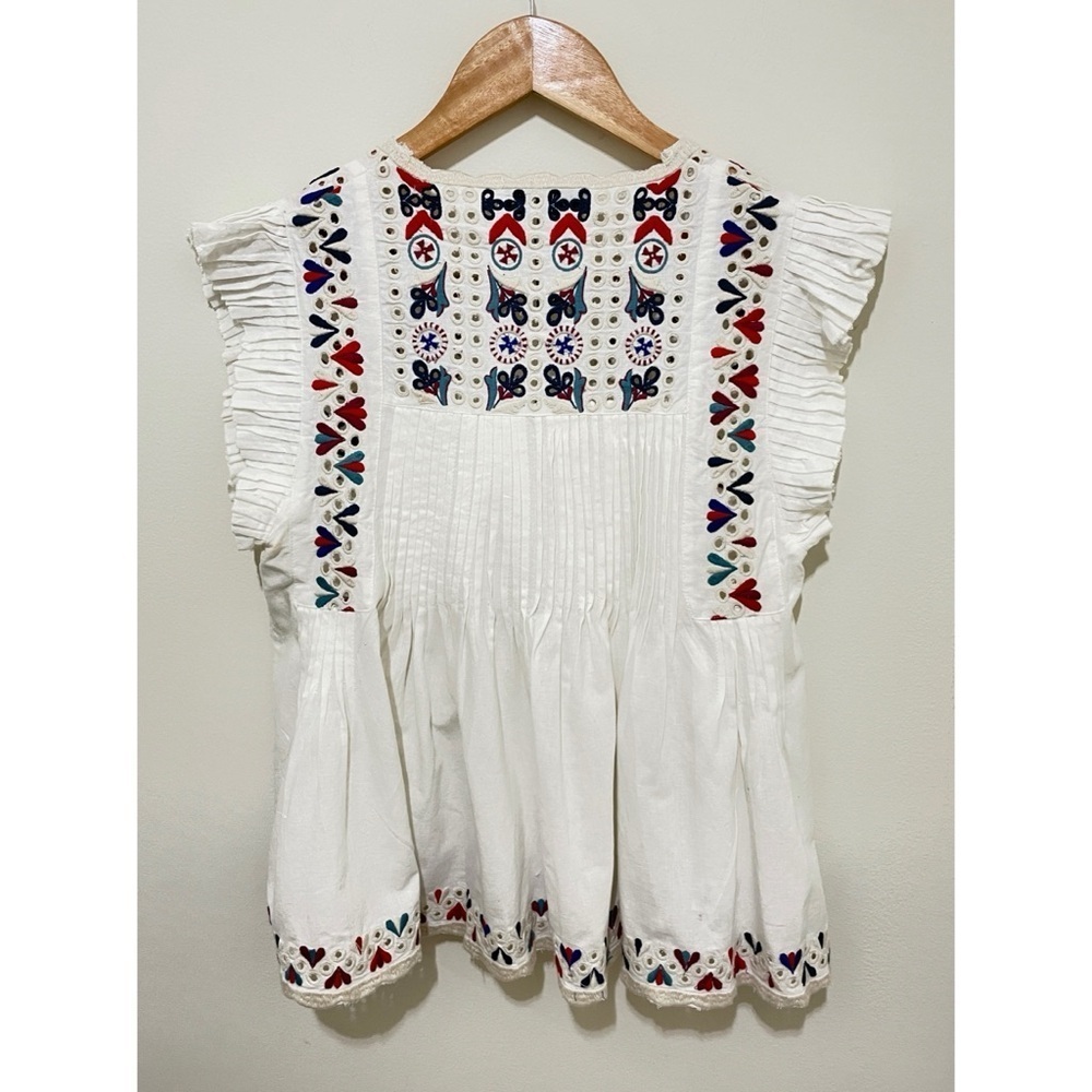 NWT Sea New York Women's Top Size XS Embroidered Flutter Sleeve Top - Picture 10 of 15